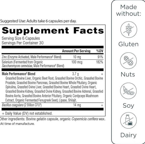 Ancient Nutrition Grass-Fed & Wild Organ Complex for Men – Liver, Prostate & Pancreas Support – 180 Capsules – Plus Available DISCOUNTS!!