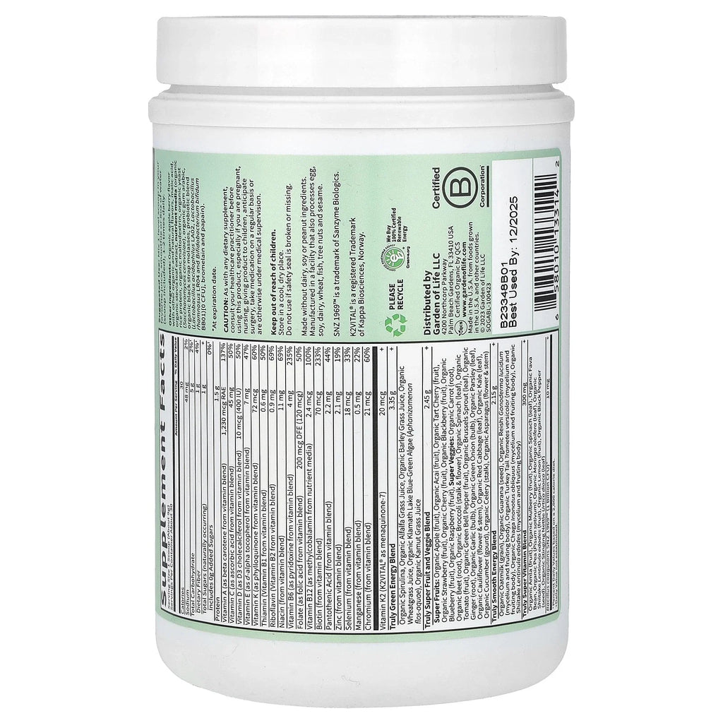 Garden of Life Sport  Organic Greens 9.52 oz 2Pack! 19.04 oz Total