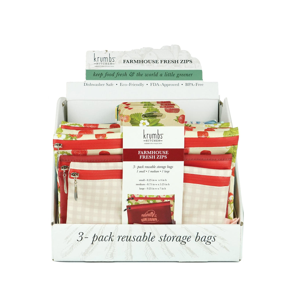 Krumbs Kitchen® Farmhouse Fresh Zips Reusable Storage Bags (3-Pack)
