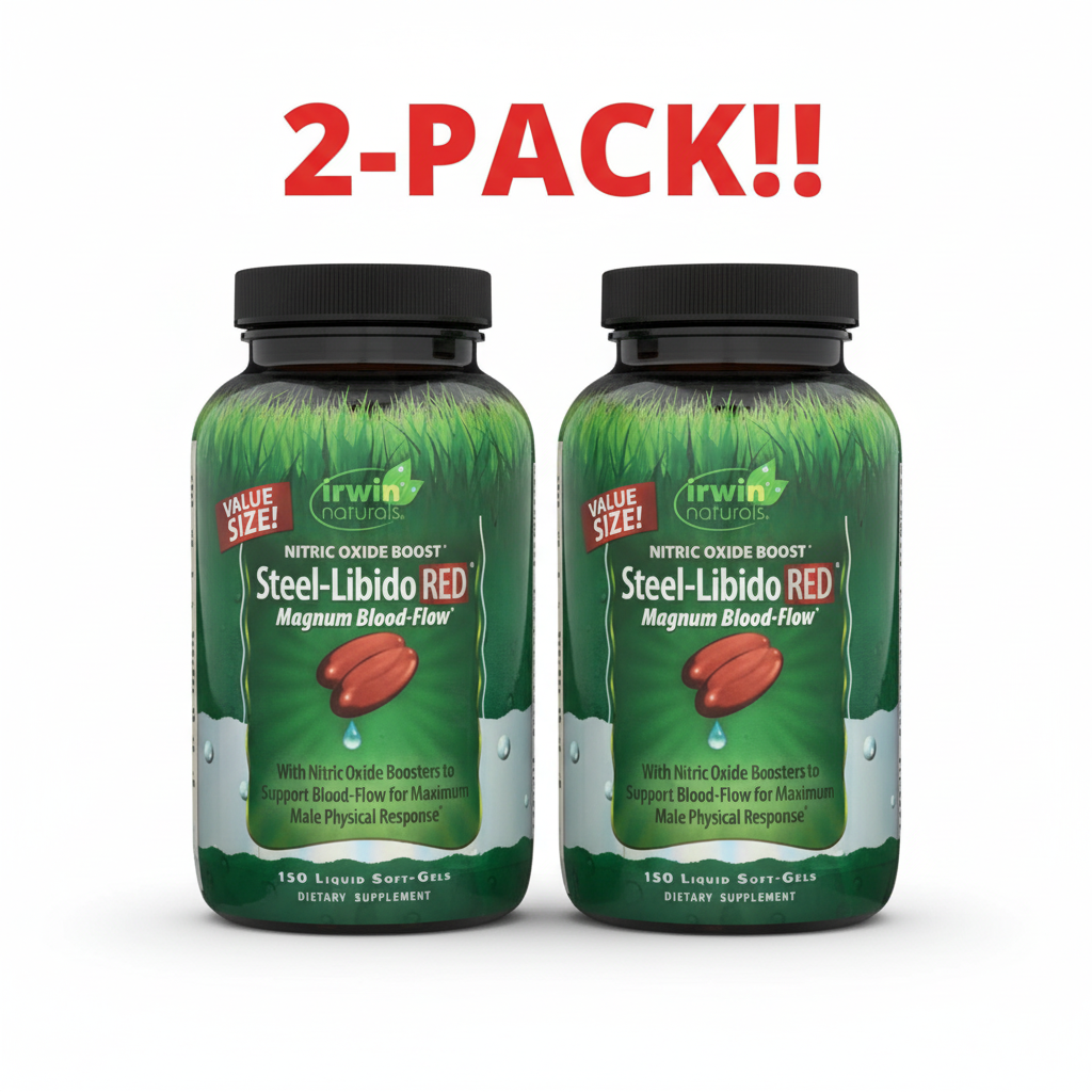 Irwin Naturals Steel-Libido Red - Maximum Male Performance & Blood Flow Support (2 Pack: 300 Liquid Softgels)