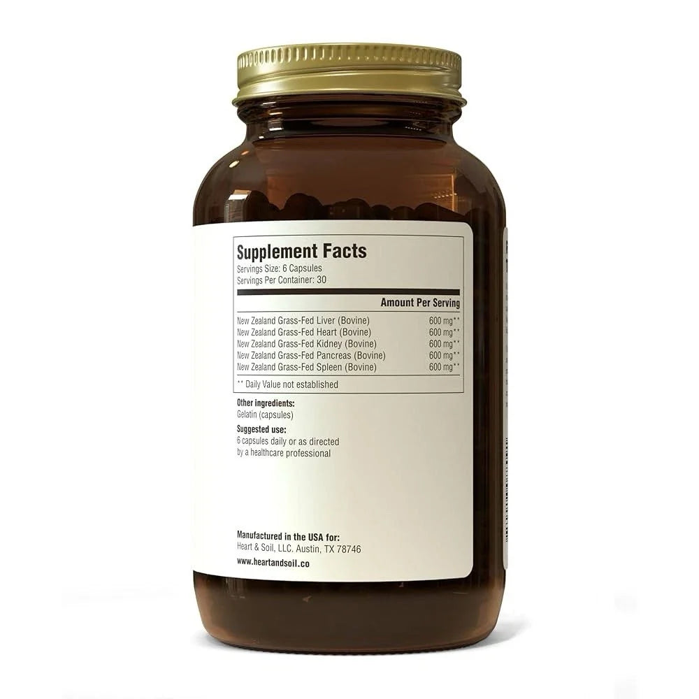 Heart & Soil Beef Organs 180 Capsules 2Pack! 360 Capsules Total
