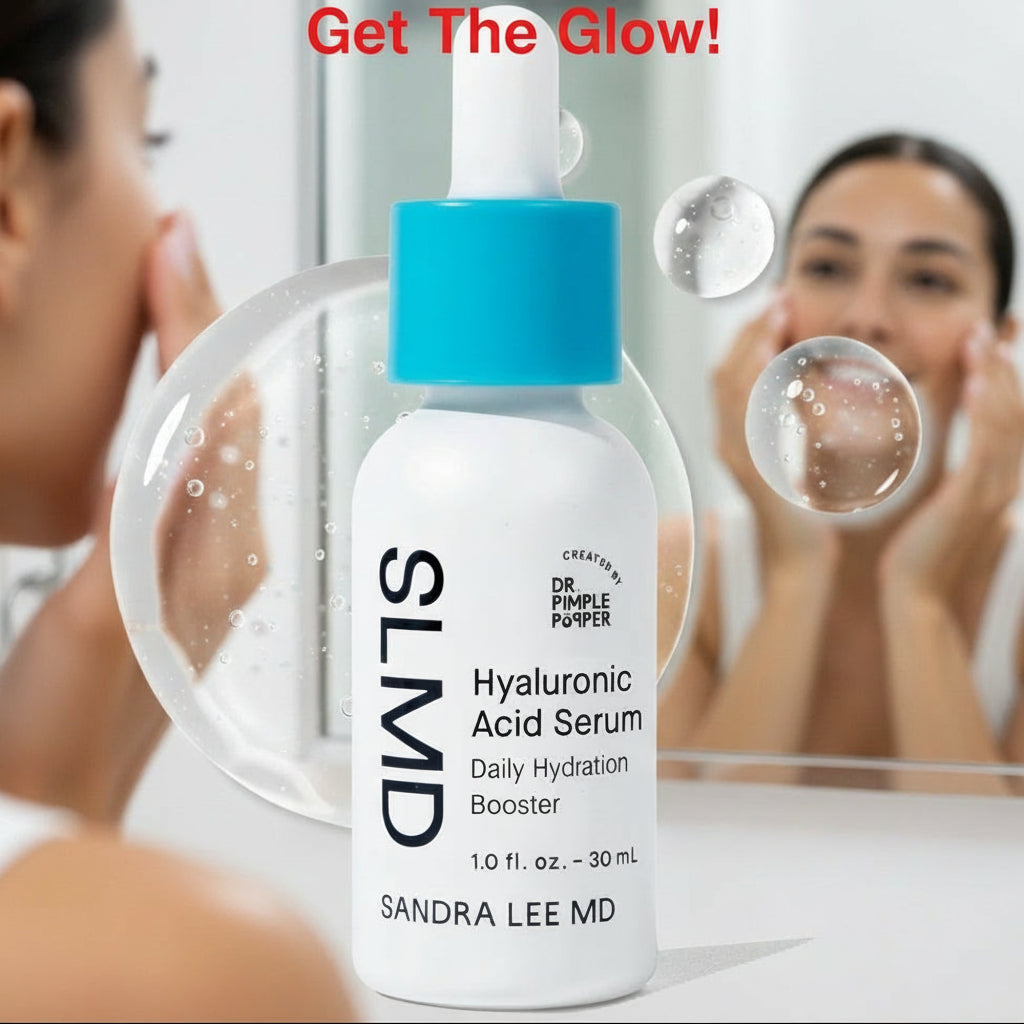 SLMD Skincare Hyaluronic Acid Serum (1.0 fl. oz) | Dr. Pimple Popper Formula with Squalane | Daily Hydration Booster for Smooth, Dewy Skin