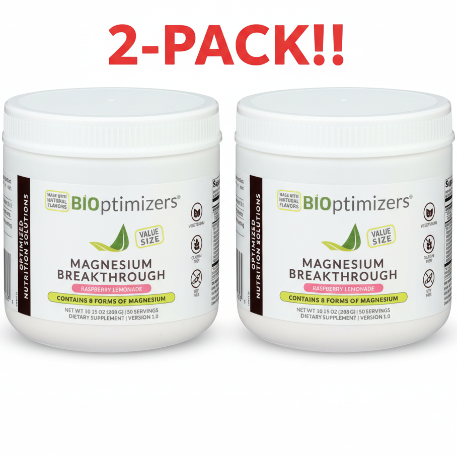 Bioptimizers Magnesium Breakthrough Powder Rasberry Lemonade Double Pack (2 x 10.15 oz) - 7 Forms