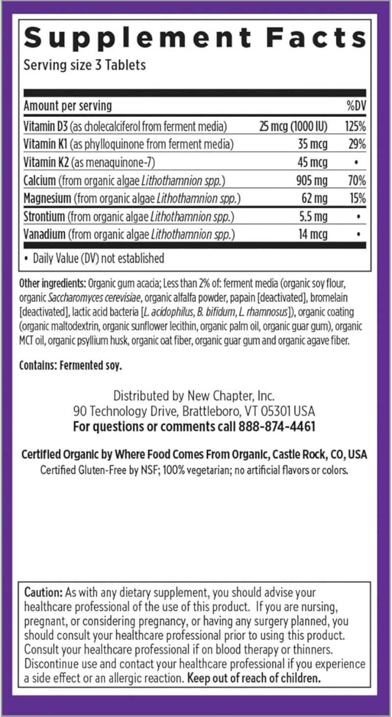 New Chapter Bone Strength Take Care 2-Pack - Plant-Based Calcium Supplement with Magnesium, Vitamin D3 and K2 - Two 60-Count Bottles (120 Slim Tablets Total)