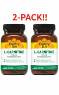 Country Life L-Carnitine 500 mg  60 Vegan Capsules 2Pack! 120 Capsules Total