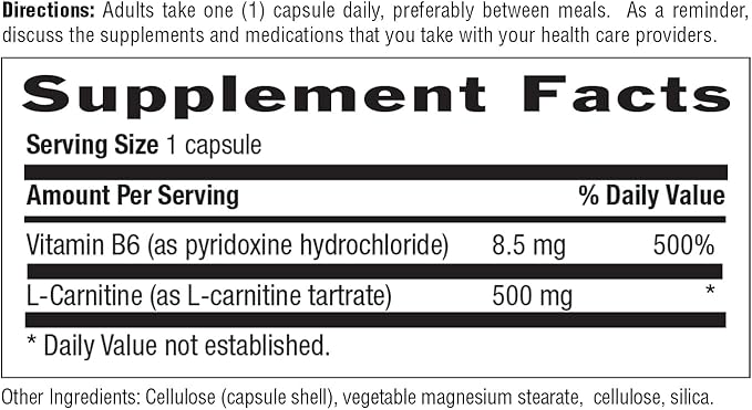 Country Life L-Carnitine 500 mg  60 Vegan Capsules 2Pack! 120 Capsules Total