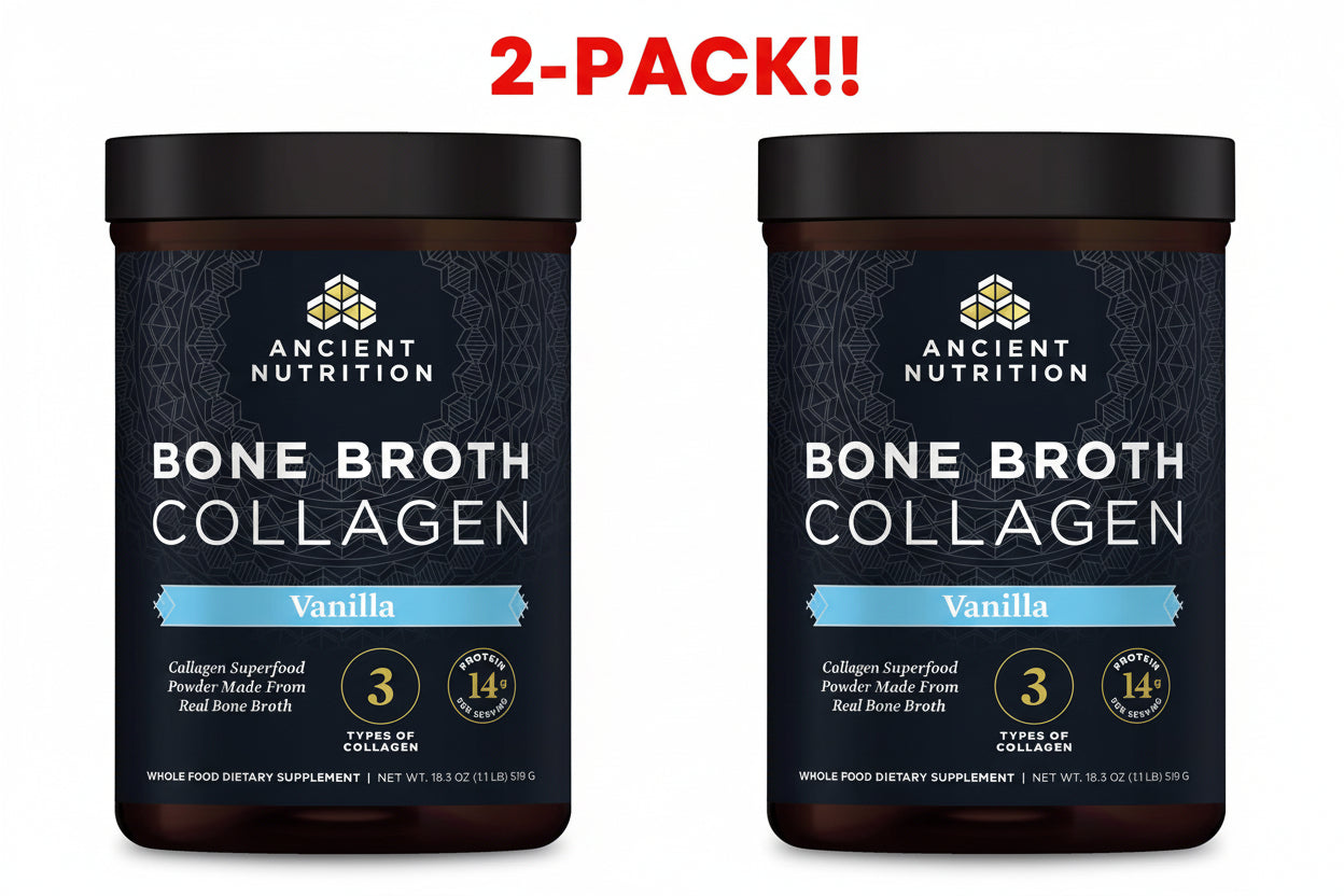 Ancient Nutrition Bone Broth Collagen Vanilla 18.3oz 2 Pack! – Hydrolyzed Multi Collagen Peptides for Skin & Joints