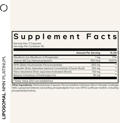 Codeage Liposomal NMN Platinum  Capsules 90ct 2Pack! 180ct Total