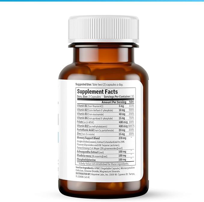 Procera Advanced Brain Supplement (Unflavored), 60 Capsules - Fast-Acting Memory, Focus & Mental Clarity