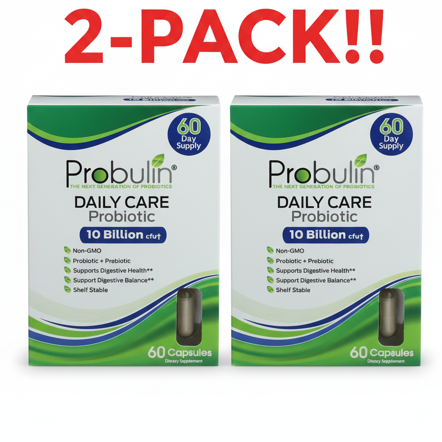 Probulin Daily Care Probiotic Double Pack (2 x 60 Capsules) - 10 Billion CFU, 12 Strains