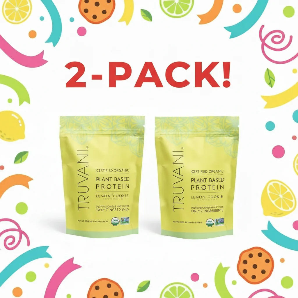 Truvani Organic Lemon Cookie Vegan Pea Protein Powder Double Pack! – 20g Plant Based Protein – 40 Total Servings (20ct x 2) – Plus Available DISCOUNTS!!