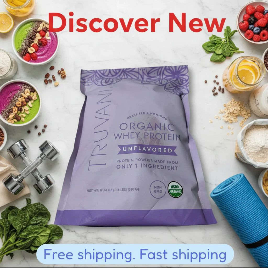 Truvani Organic Unflavored Whey Protein Powder - 20g Protein, Non-GMO (18.34 oz)