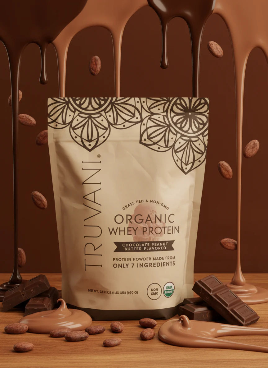 TRUVANI Organic Whey Protein Powder - Chocolate Peanut Butter (1.43 lbs)