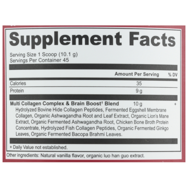 Ancient Nutrition Multi Collagen Protein Brain Boost Powder Vanilla 16oz 2 Pack!
