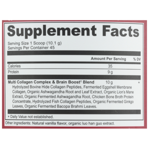 Ancient Nutrition Multi Collagen Protein Brain Boost Powder Vanilla 16oz 2 Pack!