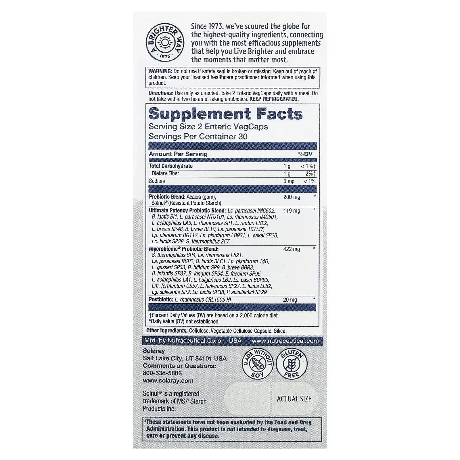 Solaray Mycrobiome Complete Probiotic Ultimate Potency | 2-Pack Value Bundle | 200 Billion CFU Total, 60-Day Supply