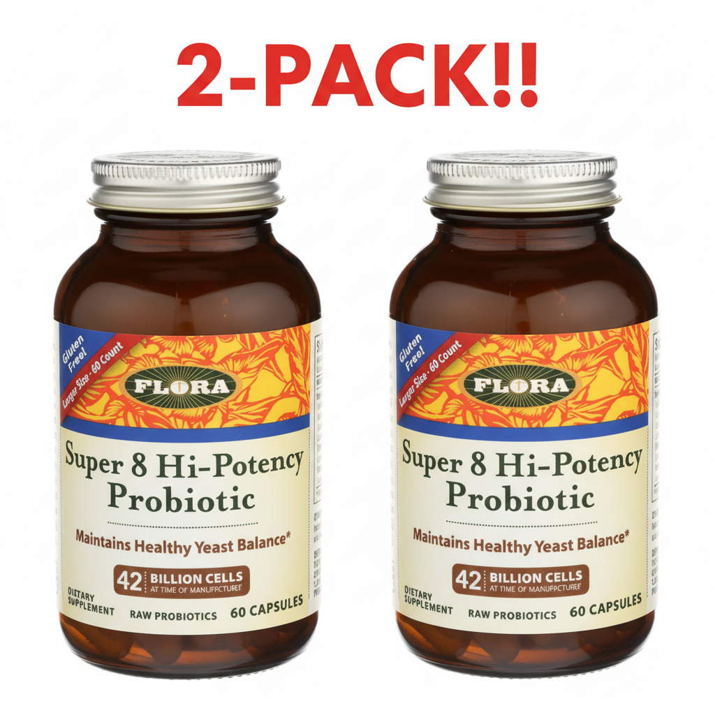 Flora Super 8 Hi-Potency Probiotic 60 Capsule 2Pack! 120 Capsules Total