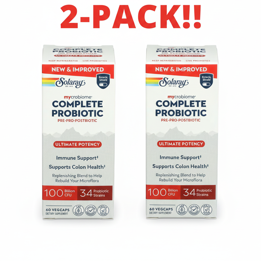Solaray Mycrobiome Complete Probiotic Ultimate Potency | 2-Pack Value Bundle | 200 Billion CFU Total, 60-Day Supply