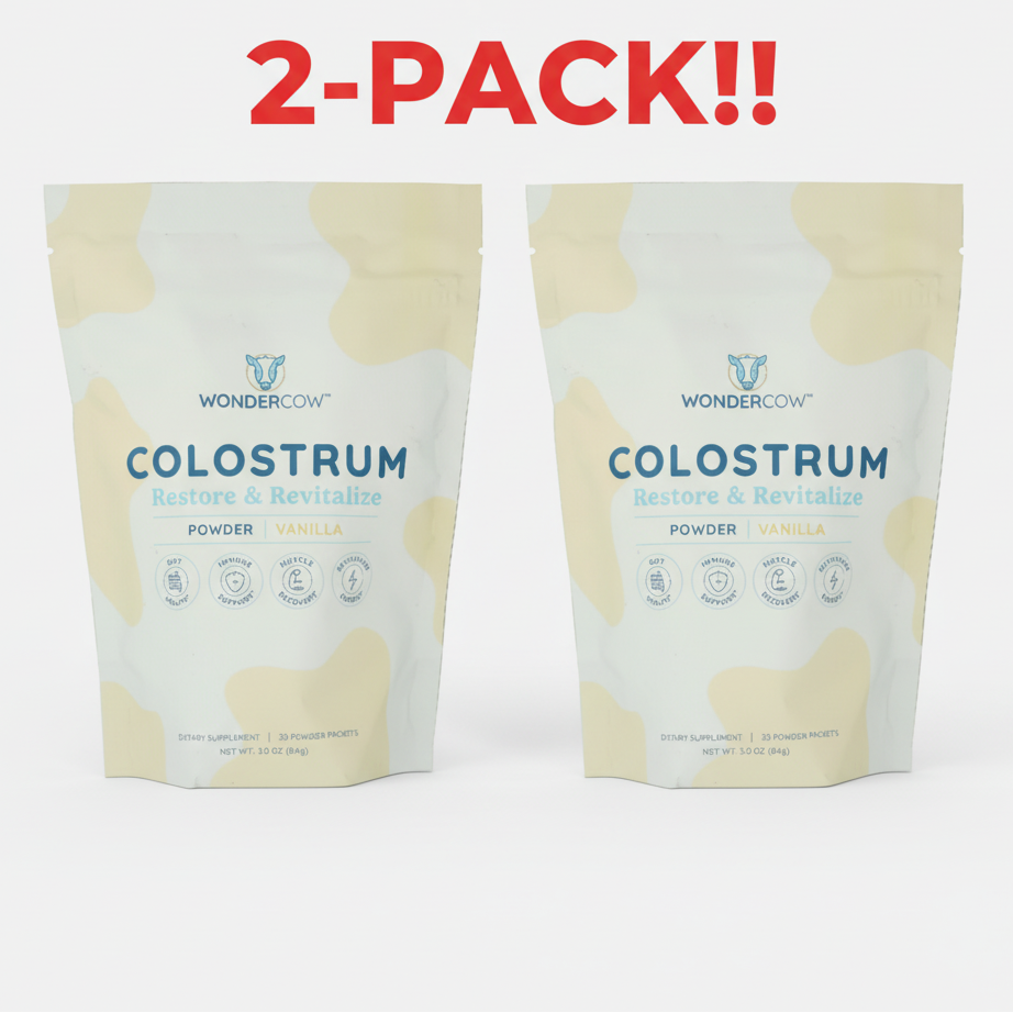 Wondercow Vanilla Colostrum Powder Packets Double Pack (2 x 30 Packs) - Immune & Gut Health