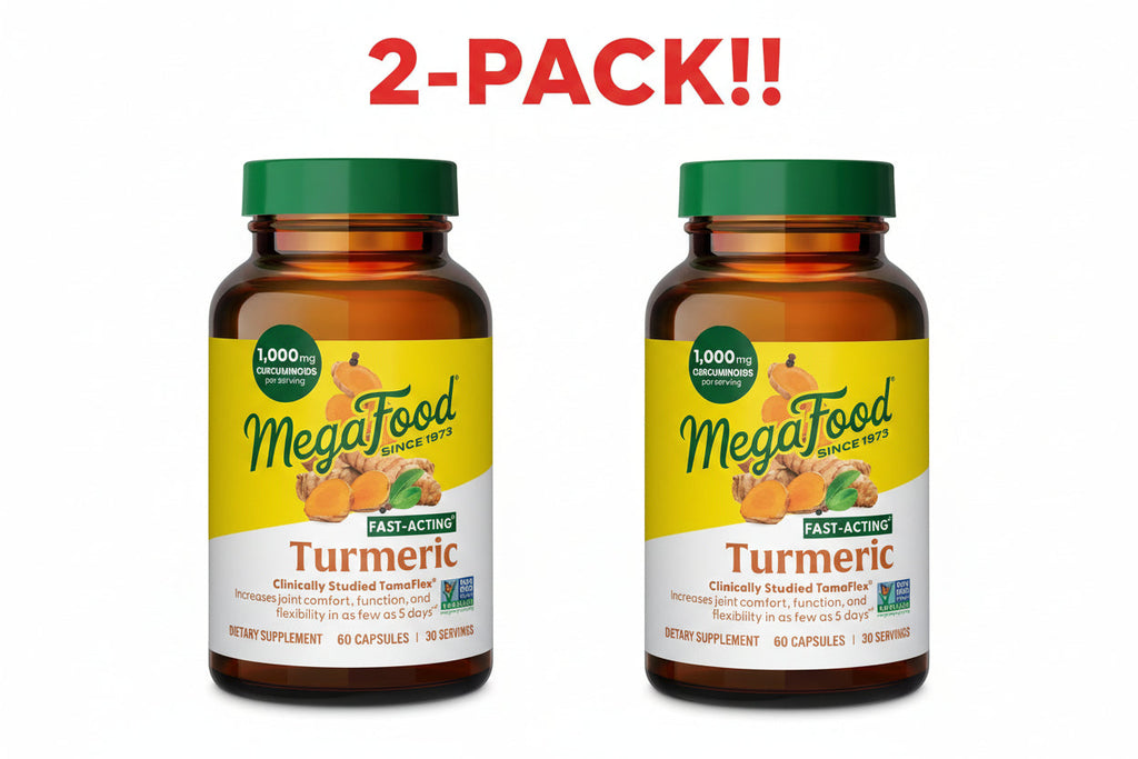 MegaFood Fast-Acting Turmeric Unflavored 60 Capsules 2Pack! 120 Capsules Total