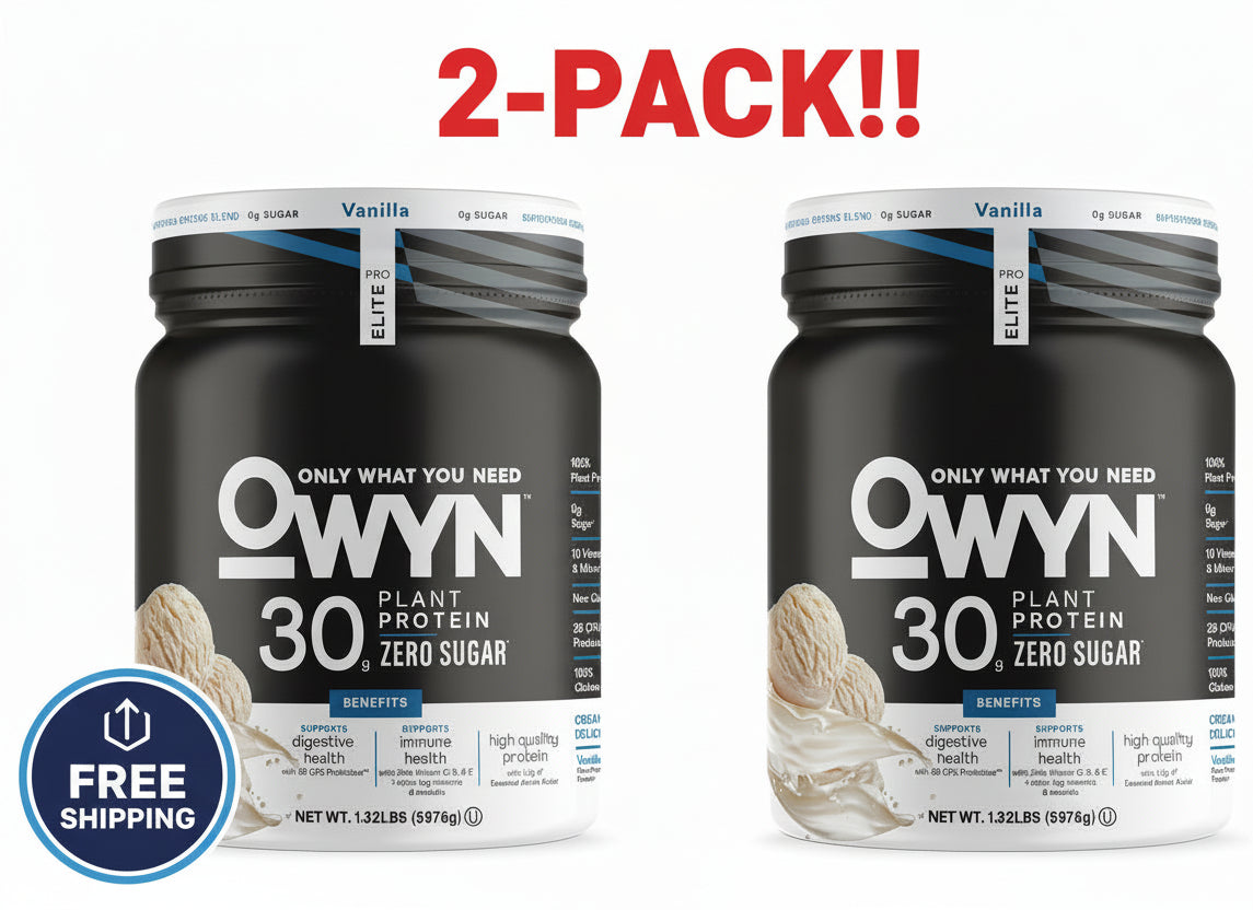OWYN Pro Elite Vegan Protein Vanilla 2-Pack - 2.64lb Total, 35g Plant Protein, Zero Sugar, Gluten-Free