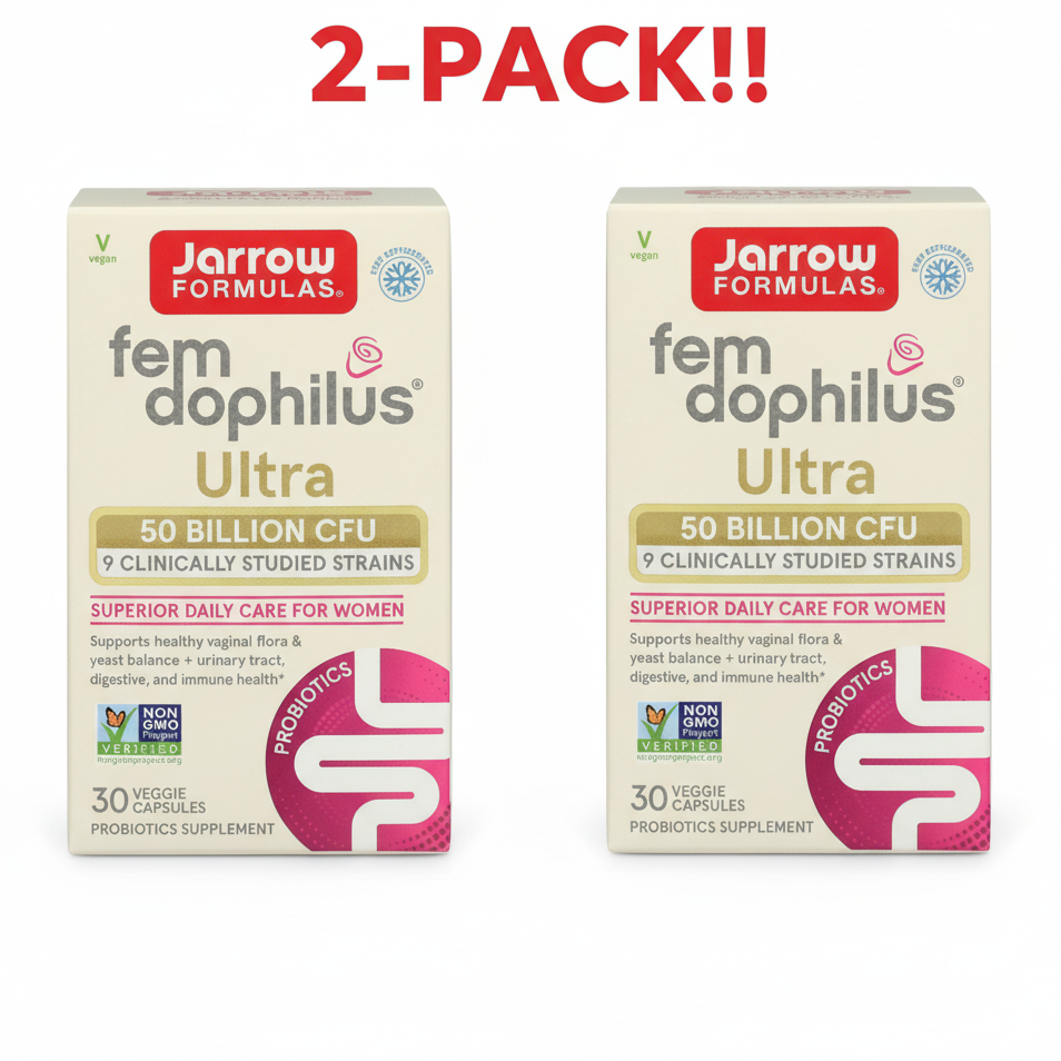 Jarrow Formulas Ultra Fem Dophilus Probiotic Double Pack (2 x 30 Count) - 50 Billion CFU