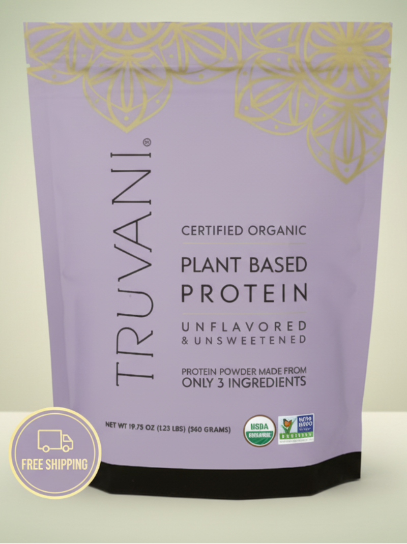 Truvani Organic Unflavored Plant-Based Protein Powder - 19.75 oz Vegan & Non-GMO Clean Protein