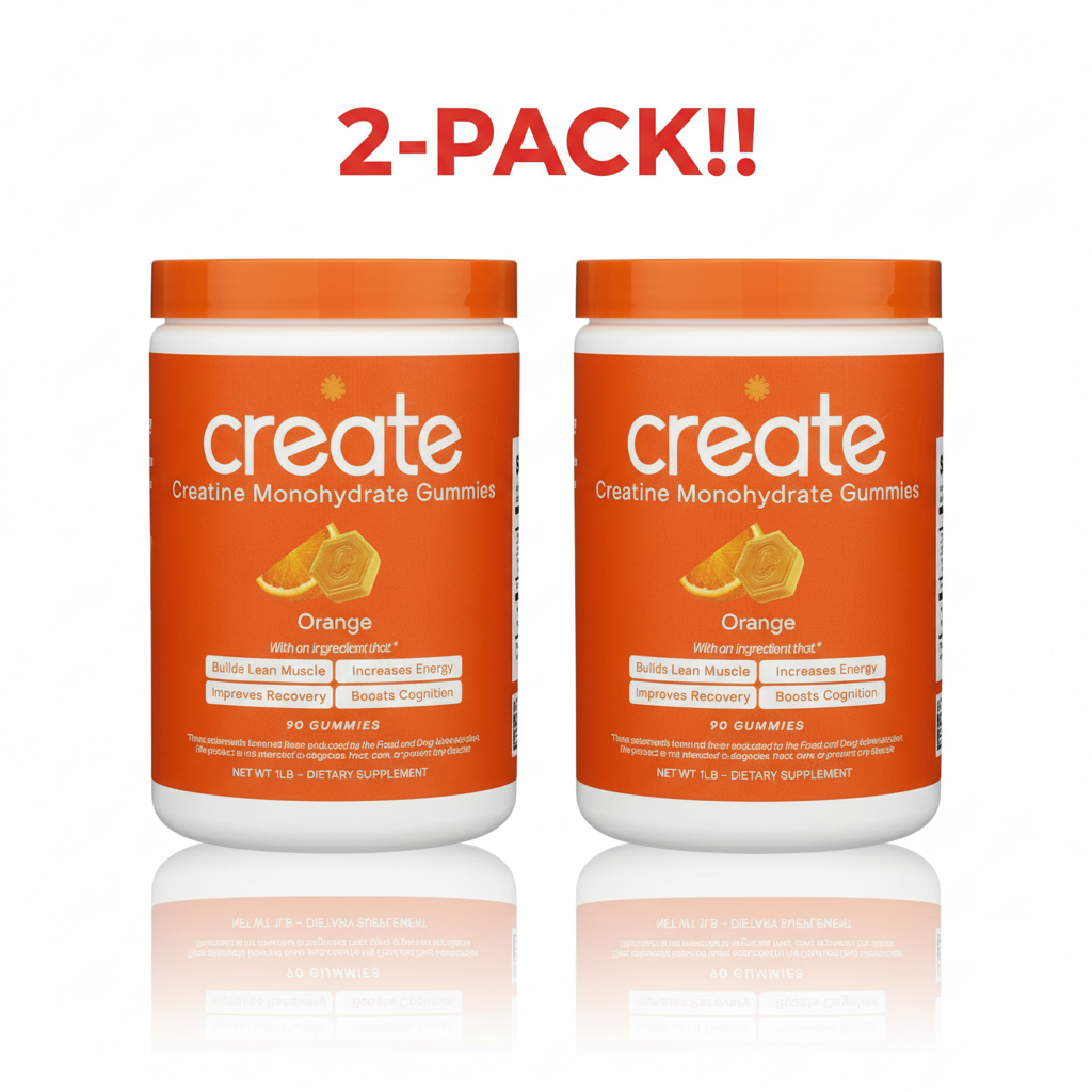 Create Wellness Creatine Monohydrate Gummies Orange 90 Count 2 Pack! 180ct Total